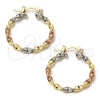 Gold Plated Medium Hoop, Twist Design, Polished, Tricolor, 02.70.0022.20
