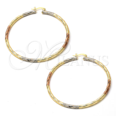Gold Filled Gold Plated Hoop Earrings — Extra Large Hoop Diamond Cutting Tricolor 02.70. for wholesale, main product view