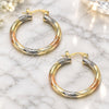 Gold Plated Medium Hoop, Diamond Cutting Finish, Tricolor, 02.70.0025.20