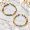 Gold Plated Large Hoop, Diamond Cutting Finish, Tricolor, 02.70.0027.45