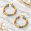 Gold Plated Medium Hoop, Diamond Cutting Finish, Tricolor, 02.70.0028.20