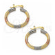 Gold Plated Medium Hoop, Diamond Cutting Finish, Tricolor, 02.70.0028.20