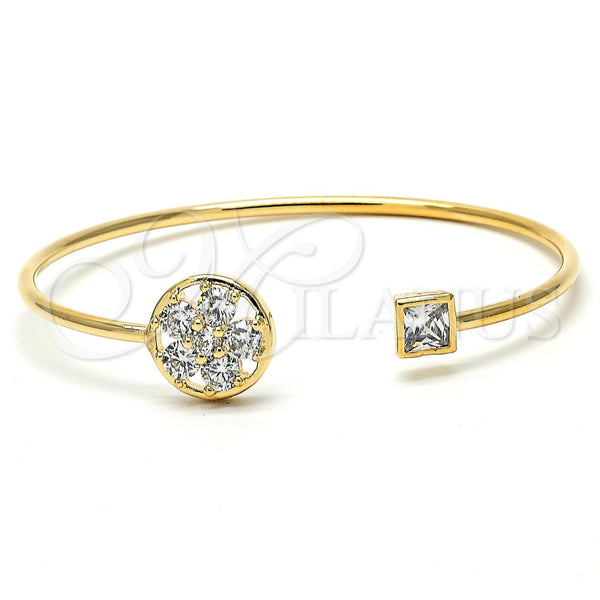 Gold Filled Jewelry — Individual Bangle Flower Design with White Cubic Zirconia — main product view — SKU 101971 | Oro Laminado joyería — Individual Bangle flor diseño with blanco Cubic Zirconia — SKU 101971