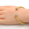 Oro Laminado Individual Bangle, Gold Filled Style with White Cubic Zirconia, Diamond Cutting Finish, Golden Finish, 07.97.0059 (03 MM Thickness, One size fits all)