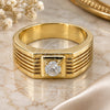 Oro Laminado Mens Ring, Gold Filled Style Solitaire Design, with White Cubic Zirconia, Diamond Cutting Finish, Golden Finish, 5.175.023.08 (Size 8)