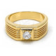Oro Laminado Mens Ring, Gold Filled Style Solitaire Design, with White Cubic Zirconia, Diamond Cutting Finish, Golden Finish, 5.175.023.08 (Size 8)