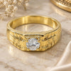 Oro Laminado Mens Ring, Gold Filled Style with White Cubic Zirconia, Matte Finish, Golden Finish, 5.175.021.07 (Size 7)