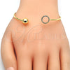 Oro Laminado Individual Bangle, Gold Filled Style Ball Design, with White Crystal, Polished, Golden Finish, 07.204.0004 (02 MM Thickness, One size fits all)