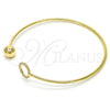 Oro Laminado Individual Bangle, Gold Filled Style Ball Design, with White Crystal, Polished, Golden Finish, 07.204.0004 (02 MM Thickness, One size fits all)