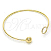 Oro Laminado Individual Bangle, Gold Filled Style Ball Design, with White Crystal, Polished, Golden Finish, 07.204.0004 (02 MM Thickness, One size fits all)