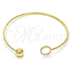 Oro Laminado Individual Bangle, Gold Filled Style Ball Design, with White Crystal, Polished, Golden Finish, 07.204.0004 (02 MM Thickness, One size fits all)