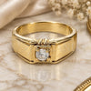 Oro Laminado Mens Ring, Gold Filled Style Solitaire Design, with White Cubic Zirconia, Polished, Golden Finish, 01.63.0518.07 (Size 7)