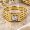 Oro Laminado Mens Ring, Gold Filled Style Solitaire Design, with White Cubic Zirconia, Polished, Golden Finish, 5.175.028.06 (Size 6)
