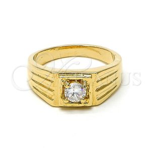Gold Filled Ring — Mens Ring Solitaire Design with White Cubic Zirconia — main product view — SKU 102012 | Oro Laminado anillo — Mens Ring Solitaire diseño with blanco Cubic Zirconia — SKU 102012