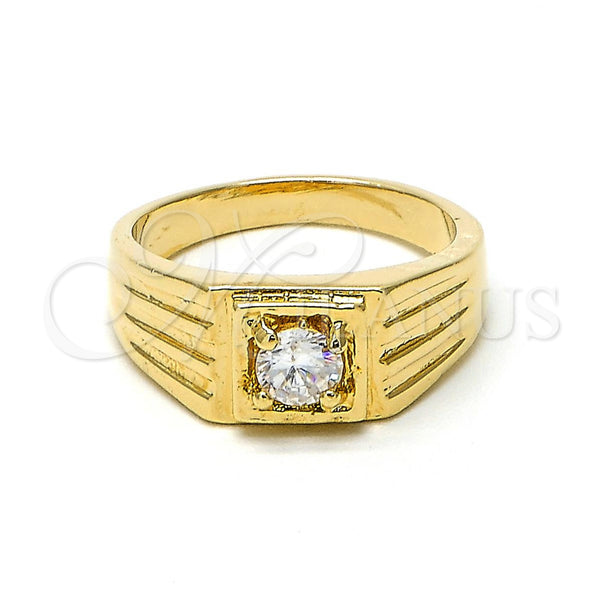 Gold Filled Ring — Mens Ring Solitaire Design with White Cubic Zirconia — main product view — SKU 102012 | Oro Laminado anillo — Mens Ring Solitaire diseño with blanco Cubic Zirconia — SKU 102012