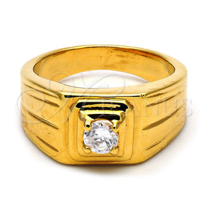 Gold Filled Ring — Mens Ring Solitaire Design with White Cubic Zirconia — main product view — SKU 102013 | Oro Laminado anillo — Mens Ring Solitaire diseño with blanco Cubic Zirconia — SKU 102013