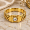 Oro Laminado Mens Ring, Gold Filled Style Solitaire Design, with White Cubic Zirconia, Polished, Golden Finish, 5.175.028.08 (Size 8)