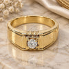 Oro Laminado Mens Ring, Gold Filled Style Solitaire Design, with White Cubic Zirconia, Polished, Golden Finish, 01.63.0518.08 (Size 8)