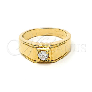 Gold Filled Ring — Mens Ring Solitaire Design with White Cubic Zirconia — main product view — SKU 102015 | Oro Laminado anillo — Mens Ring Solitaire diseño with blanco Cubic Zirconia — SKU 102015