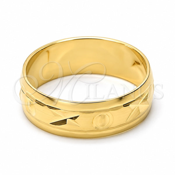 Oro Laminado Wedding Ring, Gold Filled Style Diamond Cutting Finish, Golden Finish, 5.164.035.10 (Size 10)