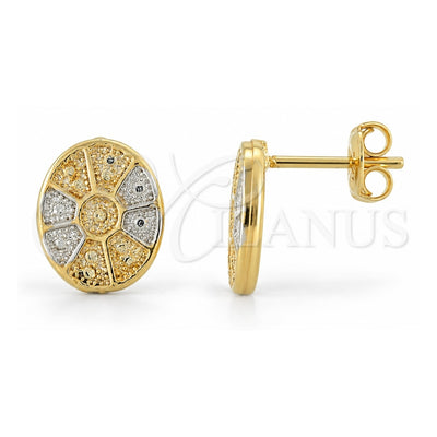 Oro Laminado Stud Earring, Gold Filled Style Polished, Two Tone, 02.55.0020 *PROMO*