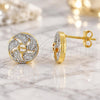 Oro Laminado Stud Earring, Gold Filled Style Flower Design, Polished, Two Tone, 02.55.0021 *PROMO*
