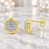 Oro Laminado Stud Earring, Gold Filled Style Flower Design, Polished, Two Tone, 02.55.0022 *PROMO*