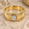 Oro Laminado Mens Ring, Gold Filled Style with White Cubic Zirconia, Polished, Golden Finish, 5.178.027.07 (Size 7)