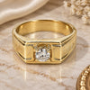 Oro Laminado Mens Ring, Gold Filled Style with White Cubic Zirconia, Polished, Golden Finish, 5.178.027.09 (Size 9)