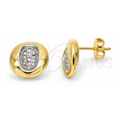 Oro Laminado Stud Earring, Gold Filled Style Polished, Two Tone, 02.55.0028 *PROMO*
