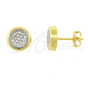 Oro Laminado Stud Earring, Gold Filled Style Polished, Two Tone, 02.55.0033