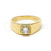 Oro Laminado Mens Ring, Gold Filled Style Solitaire Design, with White Cubic Zirconia, Polished, Golden Finish, 5.175.024.08 (Size 8)