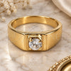 Oro Laminado Mens Ring, Gold Filled Style Solitaire Design, with White Cubic Zirconia, Polished, Golden Finish, 5.175.024.09 (Size 9)