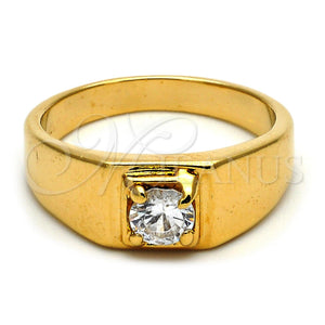 Gold Filled Ring — Mens Ring Solitaire Design with White Cubic Zirconia — main product view — SKU 102047 | Oro Laminado anillo — Mens Ring Solitaire diseño with blanco Cubic Zirconia — SKU 102047