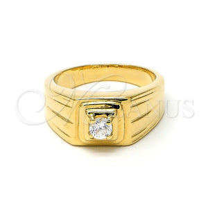 Gold Filled Ring — Mens Ring with White Cubic Zirconia Diamond Cutting — main product view — SKU 102056 | Oro Laminado anillo — Mens Ring with blanco Cubic Zirconia Diamond Cutting — SKU 102056