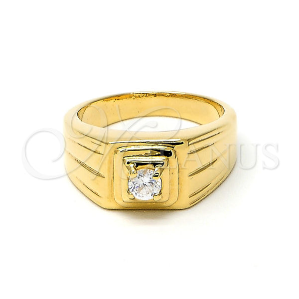 Gold Filled Ring — Mens Ring with White Cubic Zirconia Diamond Cutting — main product view — SKU 102056 | Oro Laminado anillo — Mens Ring with blanco Cubic Zirconia Diamond Cutting — SKU 102056