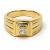 Oro Laminado Mens Ring, Gold Filled Style with White Cubic Zirconia, Diamond Cutting Finish, Golden Finish, 5.175.016.1.08 (Size 8)