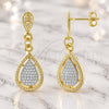 Oro Laminado Dangle Earring, Gold Filled Style Teardrop Design, Matte Finish, Two Tone, 02.55.0044