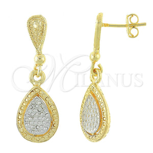 Gold Filled Ring — Dangle Earring Teardrop Design Matte Two Tone 02.55. — main product view — SKU 102060 | Oro Laminado anillo — Dangle Earring Teardrop diseño Matte Two Tone 02.55. — SKU 102060