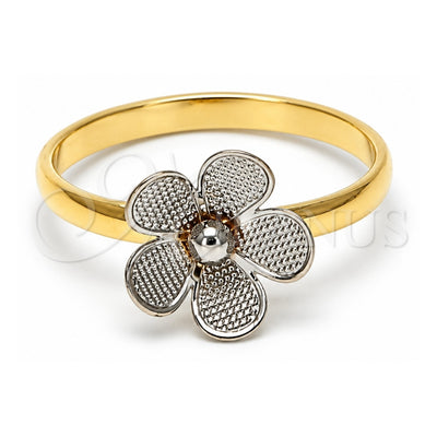 Oro Laminado Baby Ring, Gold Filled Style Flower Design, Polished, Tricolor, 01.21.0008.1.03 (Size 3)