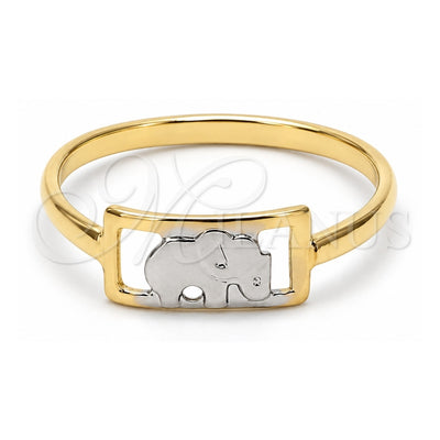 Oro Laminado Baby Ring, Gold Filled Style Elephant Design, Polished, Two Tone, 01.21.0038.04 (Size 4)