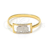 Oro Laminado Baby Ring, Gold Filled Style Elephant Design, Polished, Two Tone, 01.21.0038.05 (Size 5)