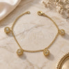 Oro Laminado Charm Bracelet, Gold Filled Style with White Crystal, Polished, Golden Finish, 03.63.1342.07 (02 MM Thickness, 7 Inches Length)