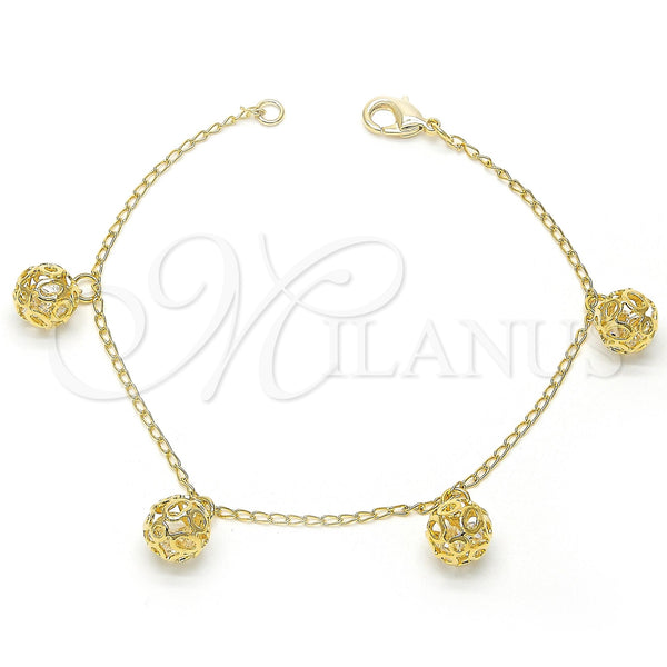 Gold Filled Bracelet — Charm Bracelet with White Crystal Polished 03.63. 02 — main product view — SKU 102155 | Oro Laminado brazalete — Charm Bracelet with cristal blanco pulido 03.63. 02 — SKU 102155