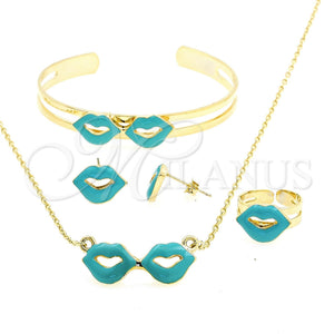 Gold Filled Ring — Earring and Pendant Children Set Lips and Rolo — main product view — SKU 102197 | Oro Laminado anillo — Earring and Pendant Children Set Lips and Rolo — SKU 102197