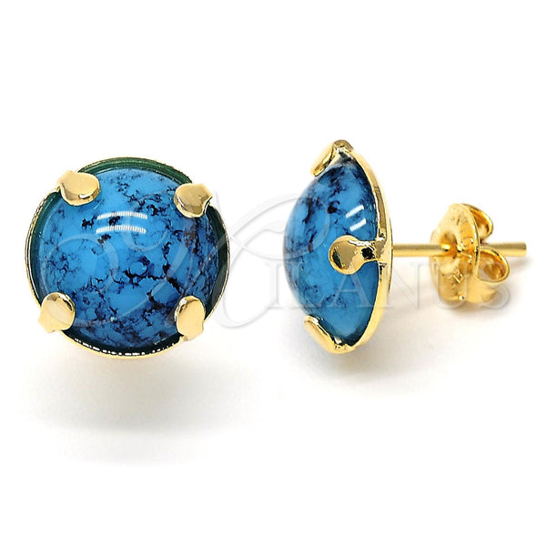 Gold Filled Ring — Stud Earring with Sapphire Blue Opal Blue Enamel — main product view — SKU 102212 | Oro Laminado anillo — Stud Earring with Sapphire Blue Opal Blue Enamel — SKU 102212