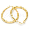 Oro Laminado Medium Hoop, Gold Filled Style Teardrop and Hollow Design, Diamond Cutting Finish, Golden Finish, 02.170.0083.40