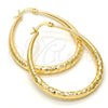 Oro Laminado Medium Hoop, Gold Filled Style Teardrop and Hollow Design, Diamond Cutting Finish, Golden Finish, 02.170.0083.40