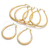 Oro Laminado Medium Hoop, Gold Filled Style Teardrop and Hollow Design, Diamond Cutting Finish, Golden Finish, 02.170.0083.40
