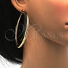 Oro Laminado Extra Large Hoop, Gold Filled Style Hollow Design, Diamond Cutting Finish, Golden Finish, 02.170.0085.70